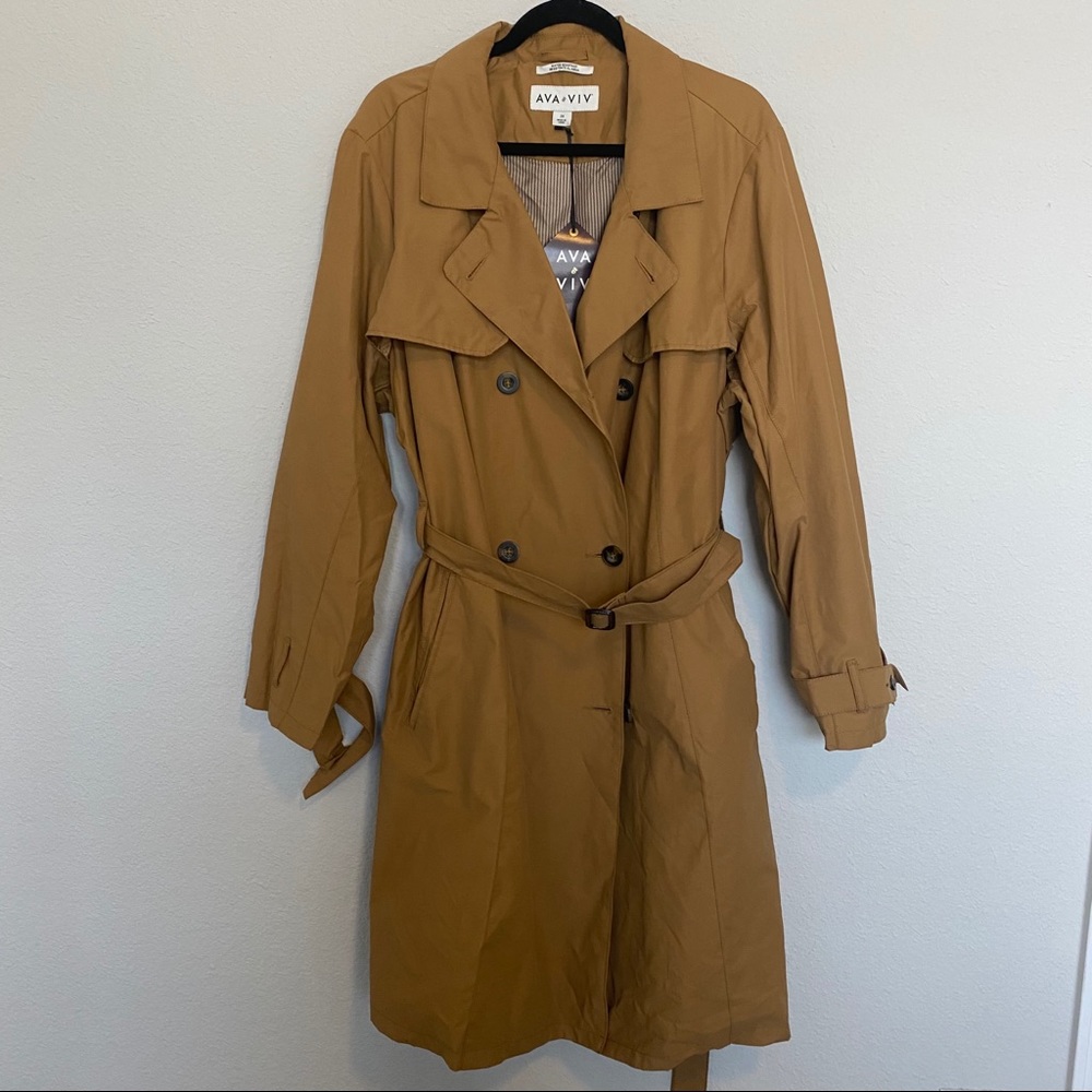 NWT Tan Ava & Viv Plus Size Trench Coat